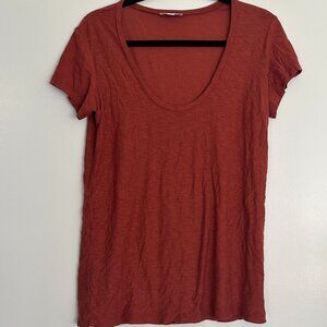 James Perse Deep Scoop Neck Tee Burnt Orange